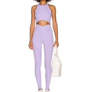 Year Of Ours Veronica Ribbed Leggings Purple Swirl Lavender XL Extra Large Gym